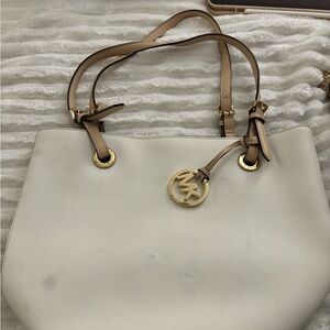 Michael Kors Cream and Tan Shoulder Bag